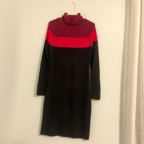 Calvin Klein Colorblock Knit Cowl Neck Dress - Picture 13 of 13
